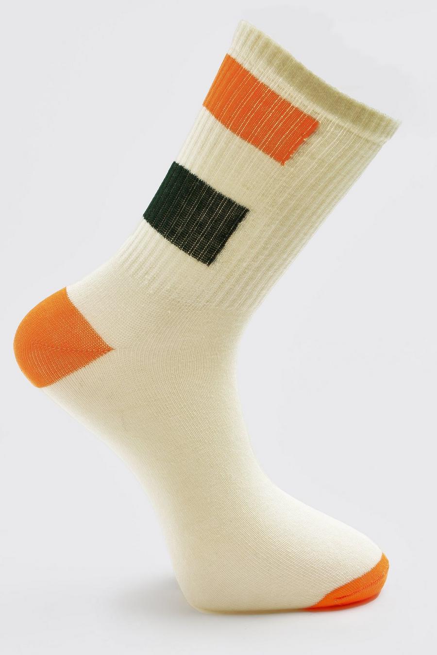 Ecru Colour Block Socks image number 1