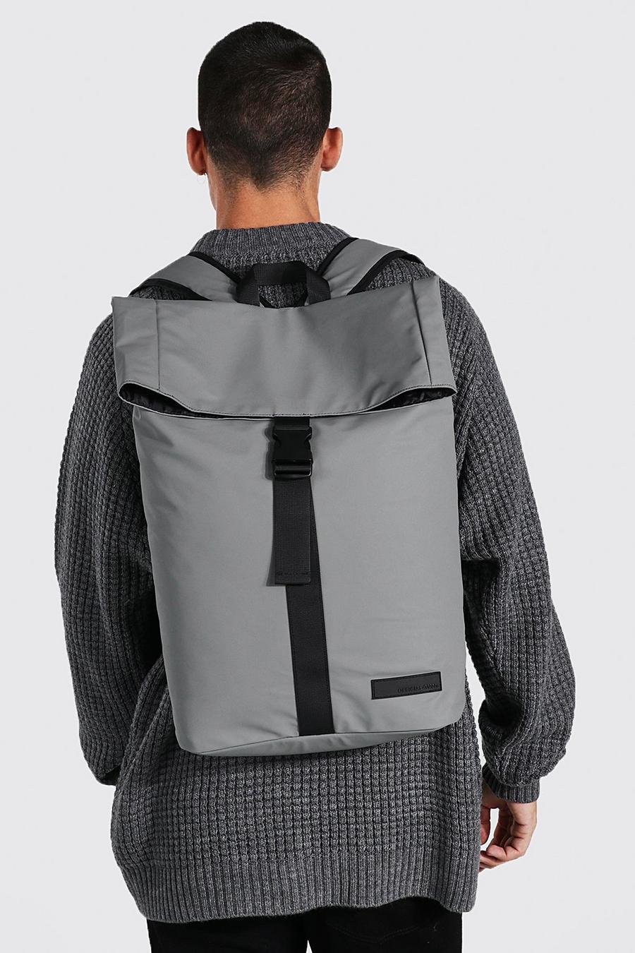 Charcoal grå Coated Canvas Flat Top Rucksack image number 1