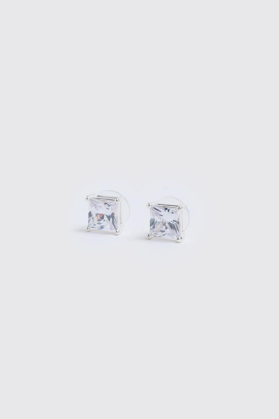 Silver 2 Pack Square Stud Earrings image number 1