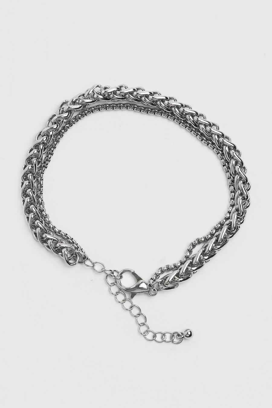 Silver Chunky Layered Chain Bracelet image number 1