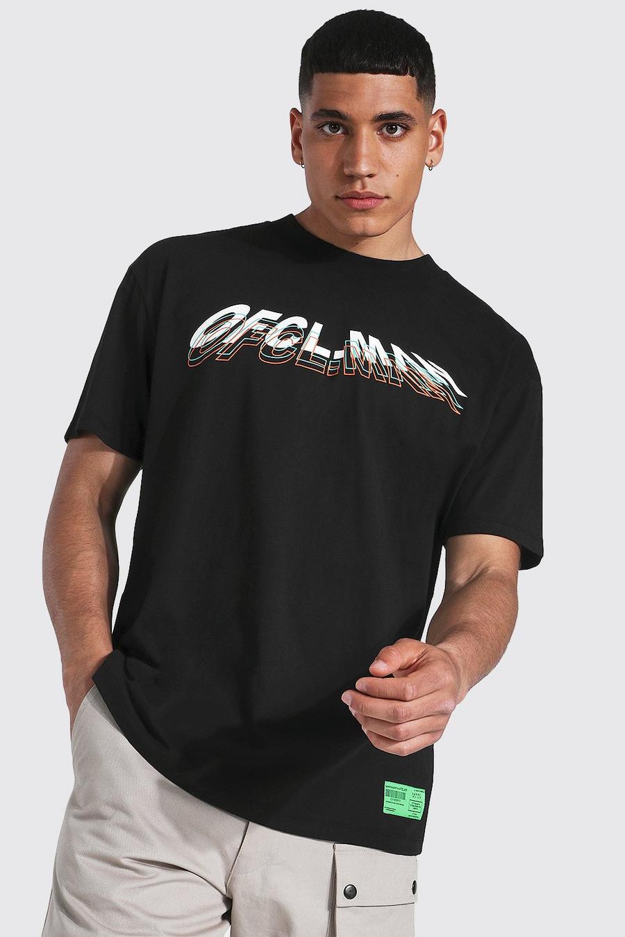 Black Oversized Ofcl Man Graphic Printed T-shirt image number 1