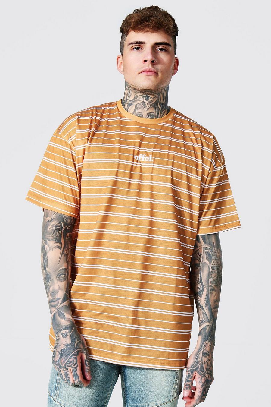 Gestreiftes Oversize Official T-Shirt, Mustard image number 1