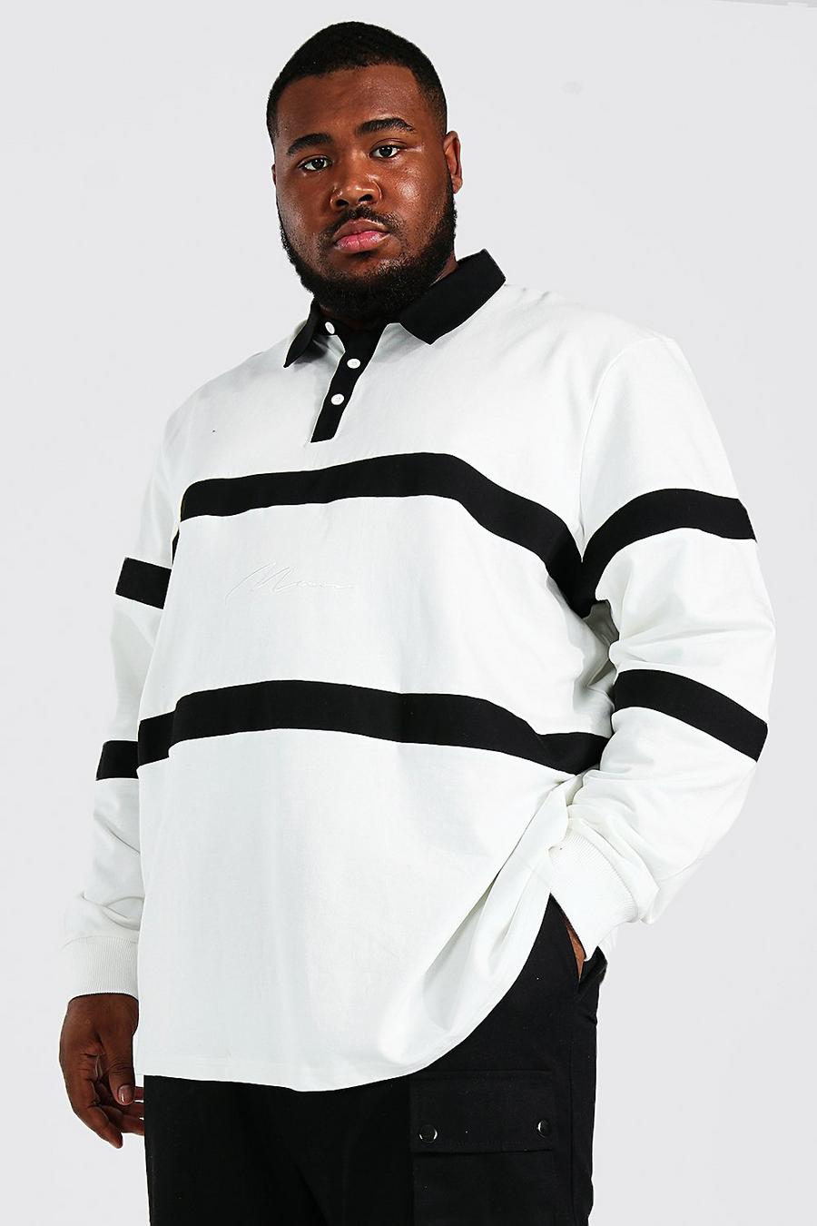 Grande taille - Polo rugby color block - MAN, Ecru image number 1