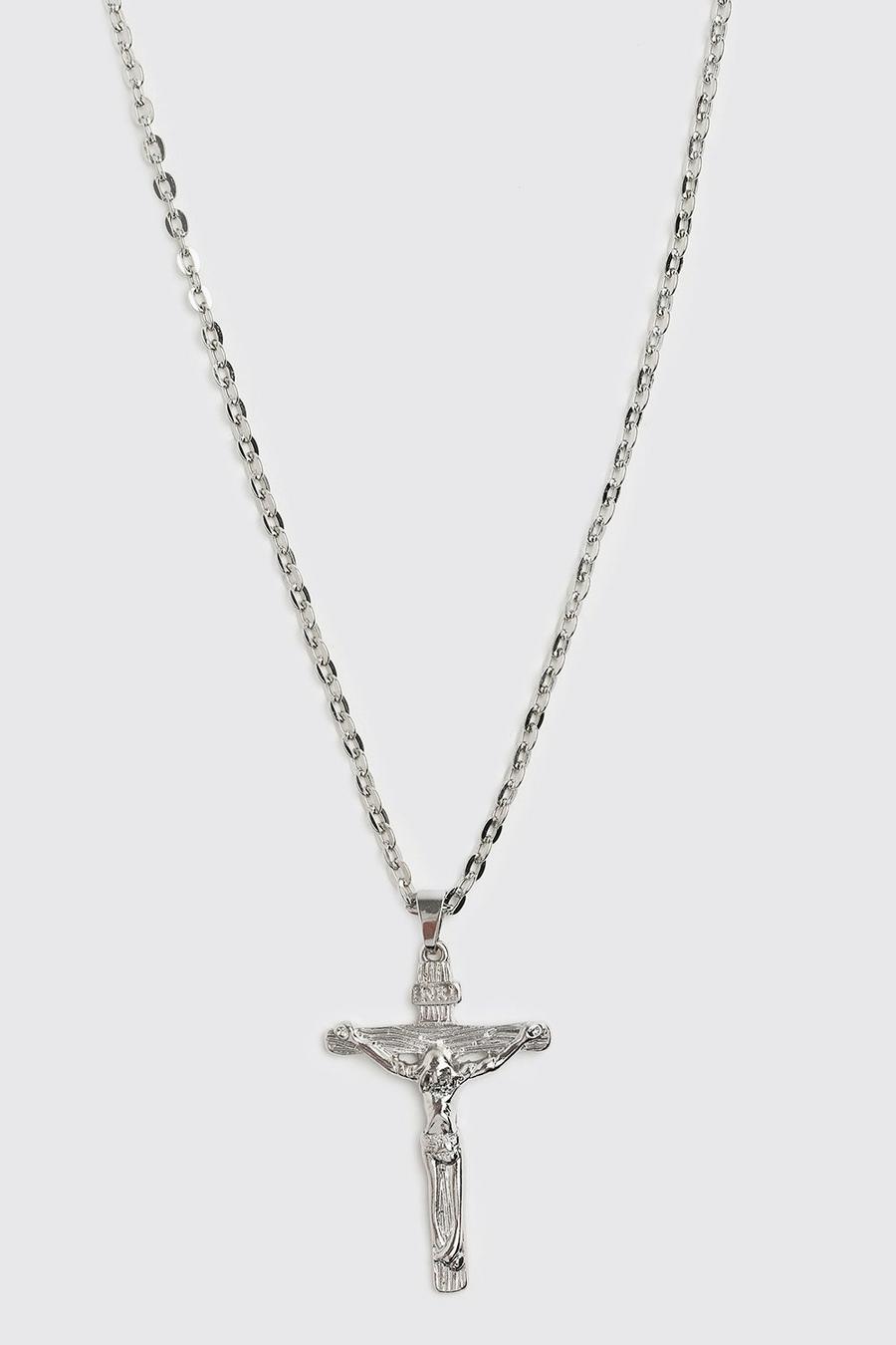 Silver Crucifix Pendant Necklace image number 1