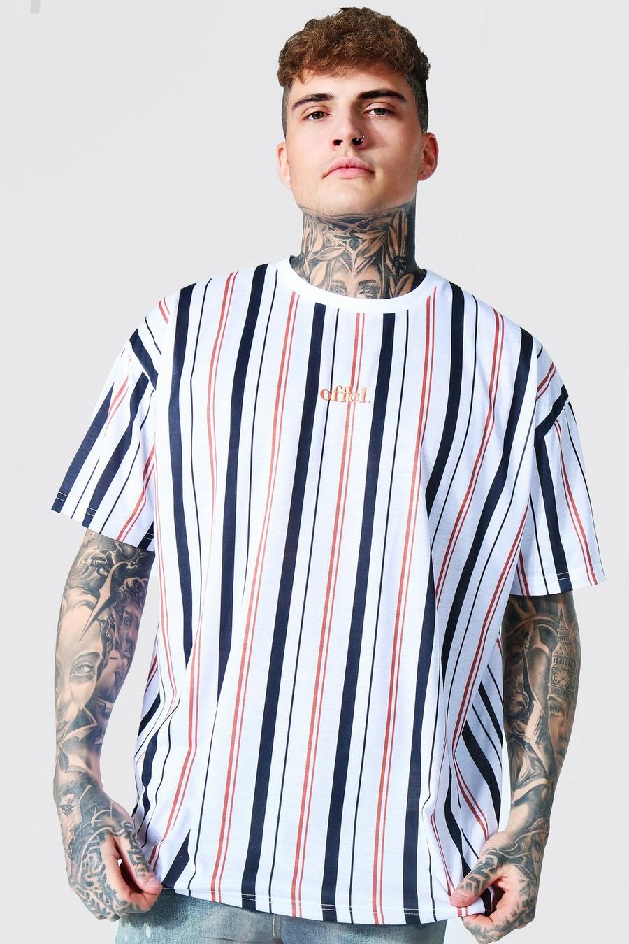 White Oversized Offcl Stripe T-shirt image number 1