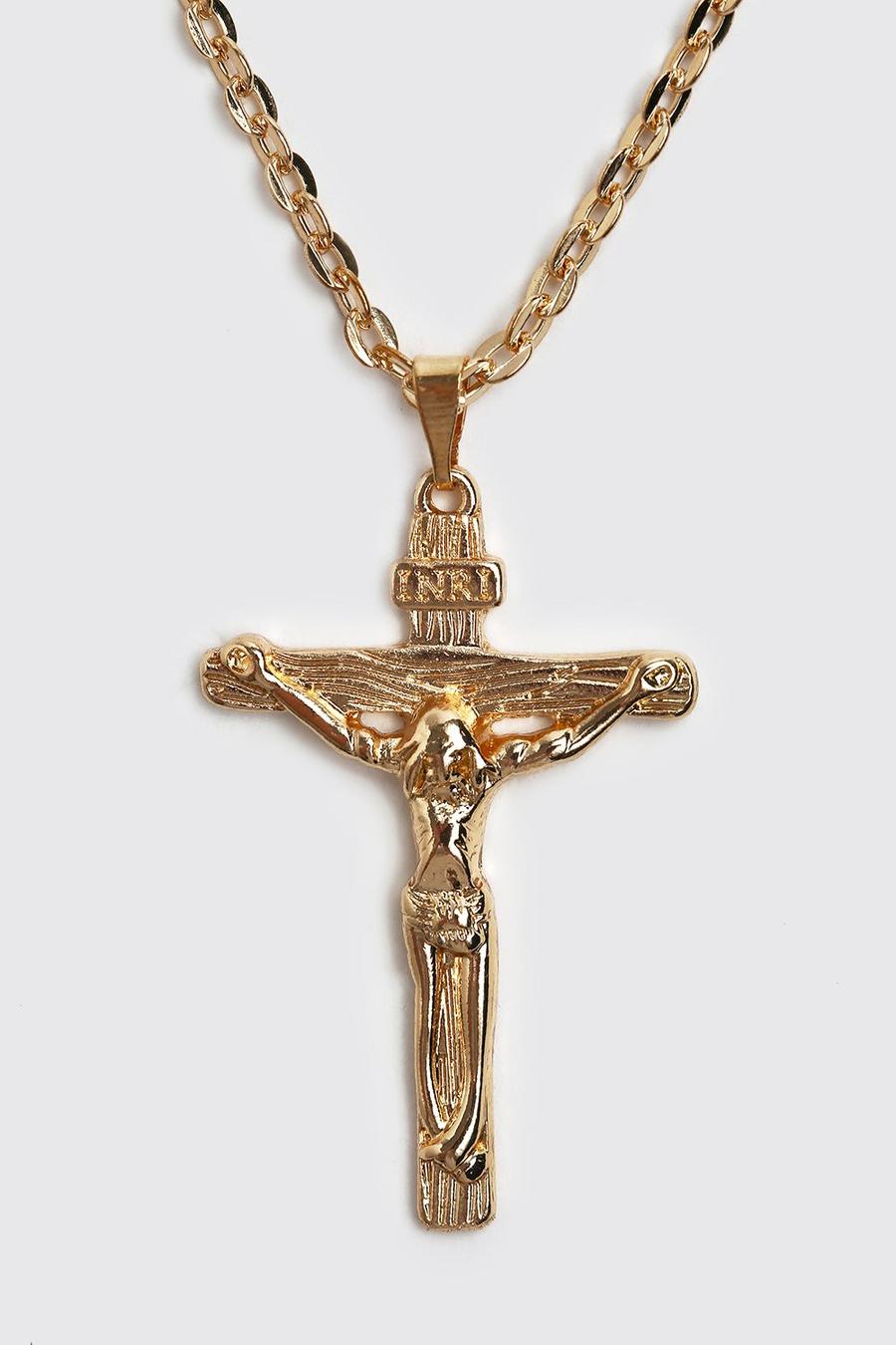 Gold metallic Crucifix Pendant Necklace