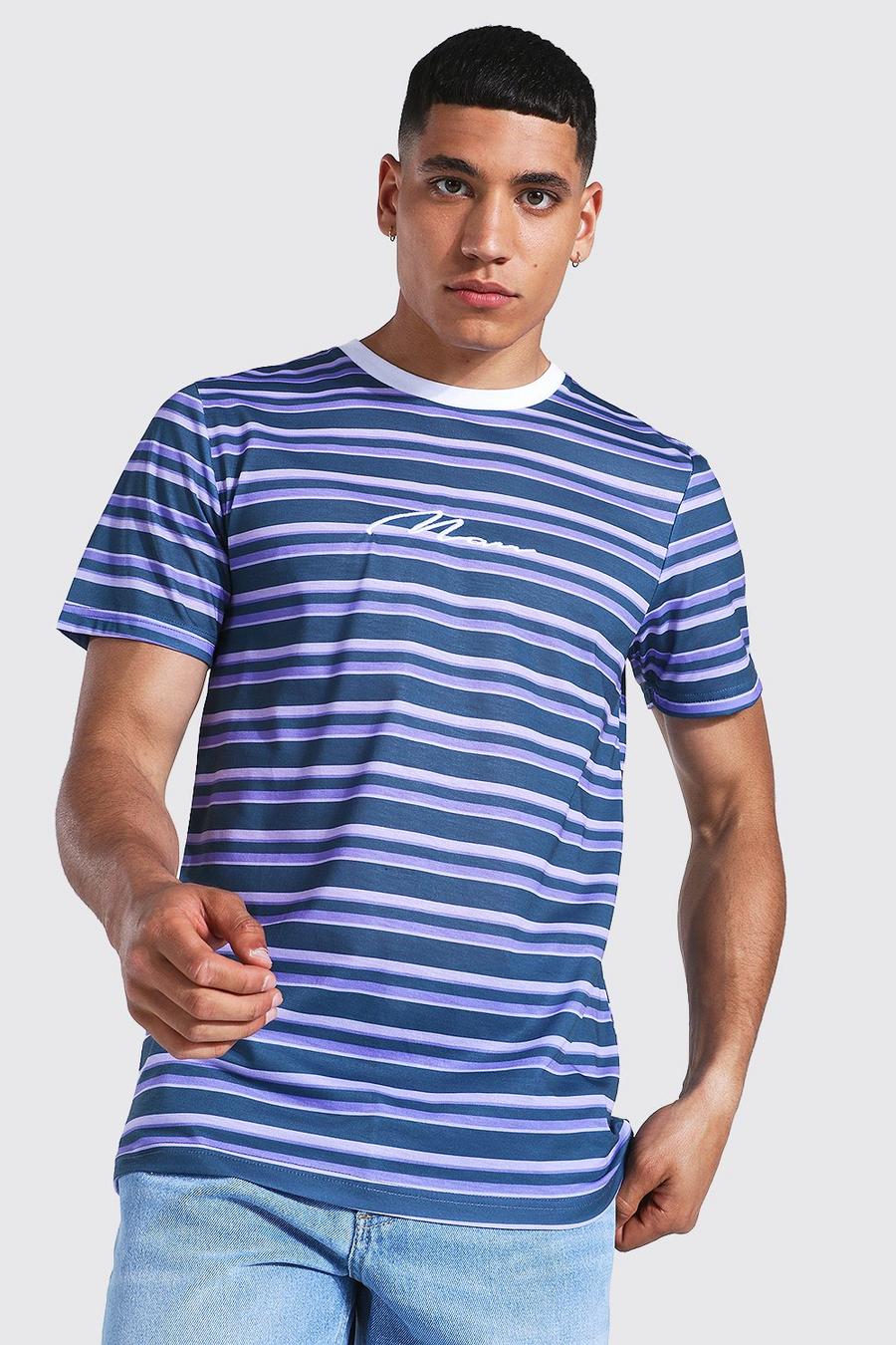 Green Slim Fit Man Signature Stripe T-shirt image number 1