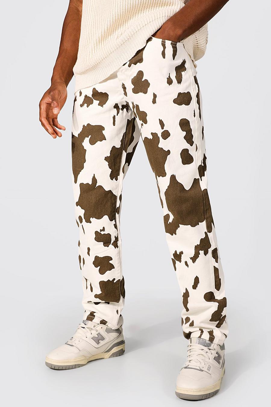 Brown Relaxed Fit Rigid Cow Bleached Jeans image number 1