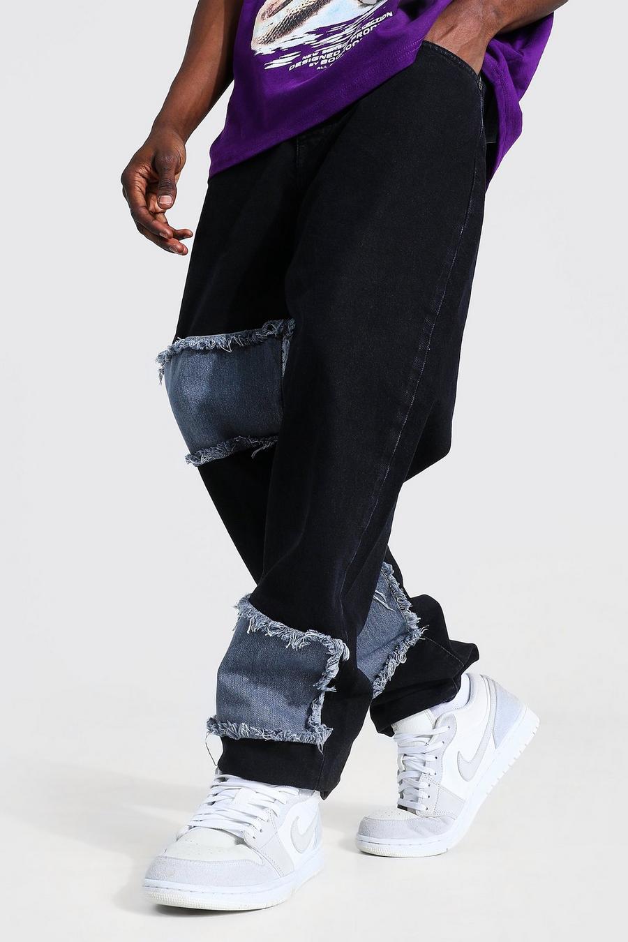 פחם ג'ינס בגזרה משוחררת עם טלאים בסגנון "עשה זאת בעצמך" image number 1