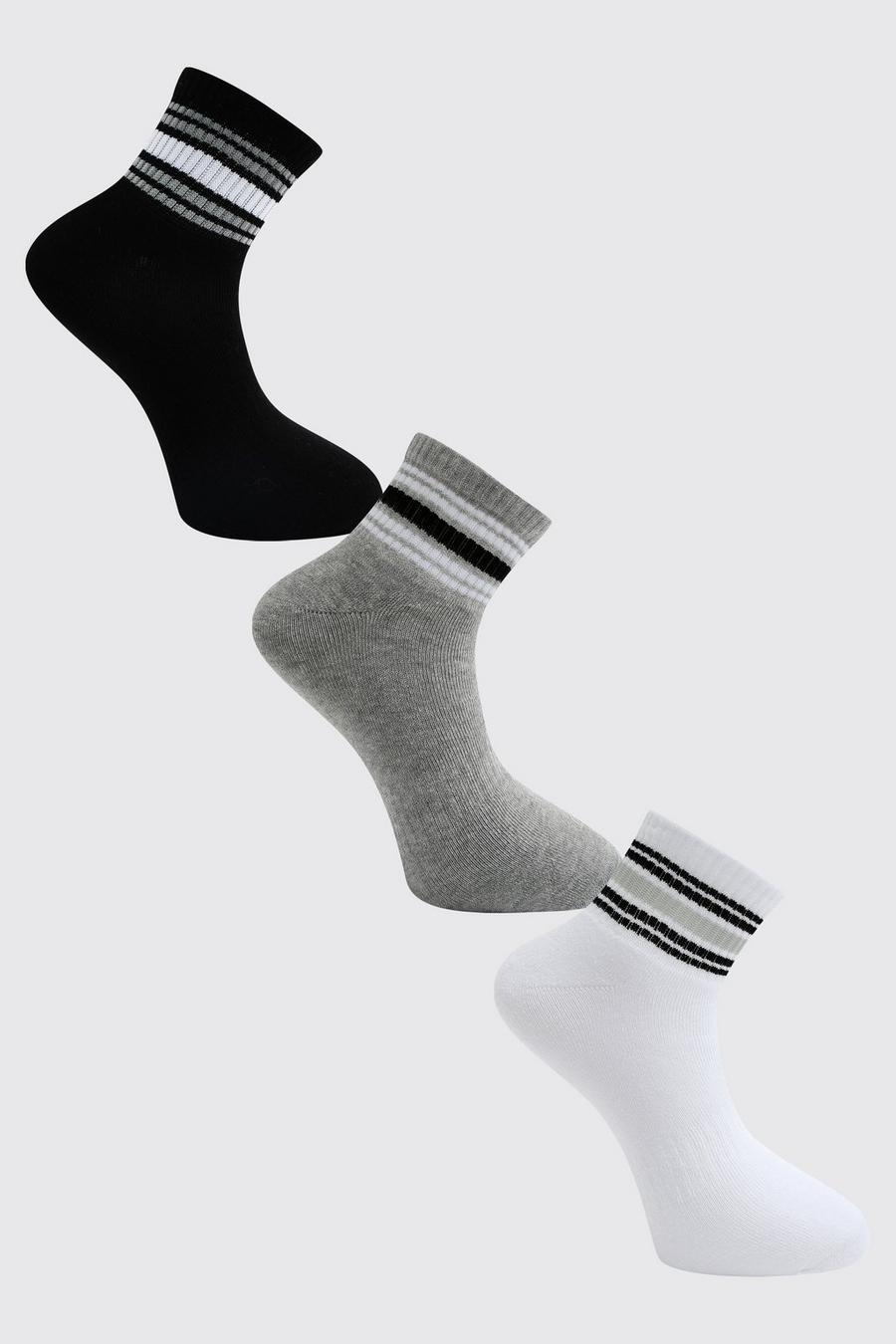 Pack de 3 pares de calcetines tobilleros deportivos a rayas, Multicolor image number 1