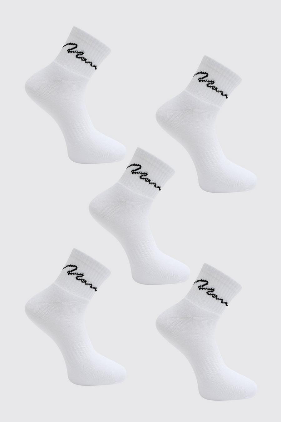 White 7 Pack Man Signature Ankle Socks image number 1