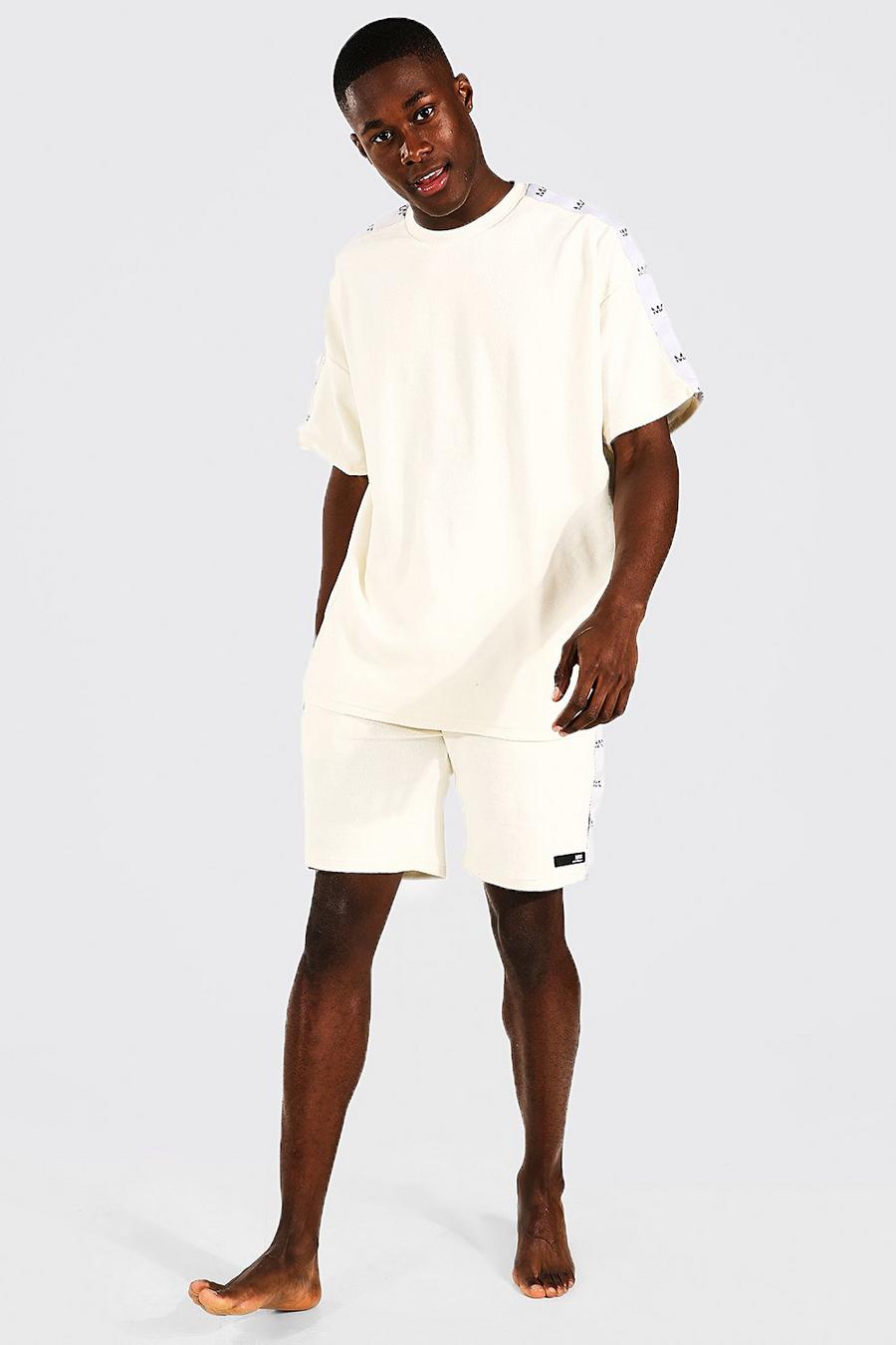 Ecru Oversized Man Tape Towelling Tee and Short Set image number 1