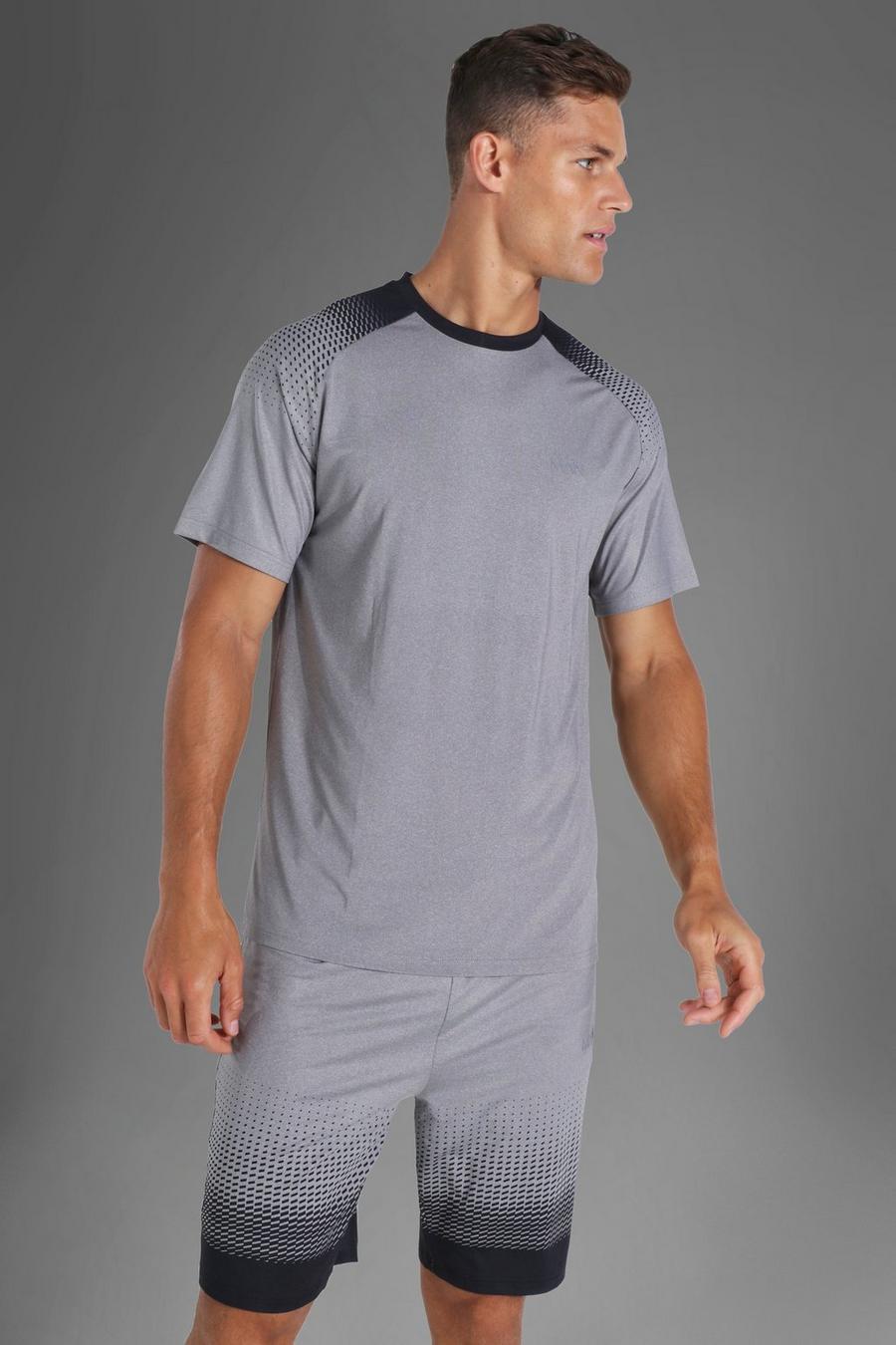 Grey marl Tall Man Active Raglan T-Shirt  Met Ombre Mouwen image number 1