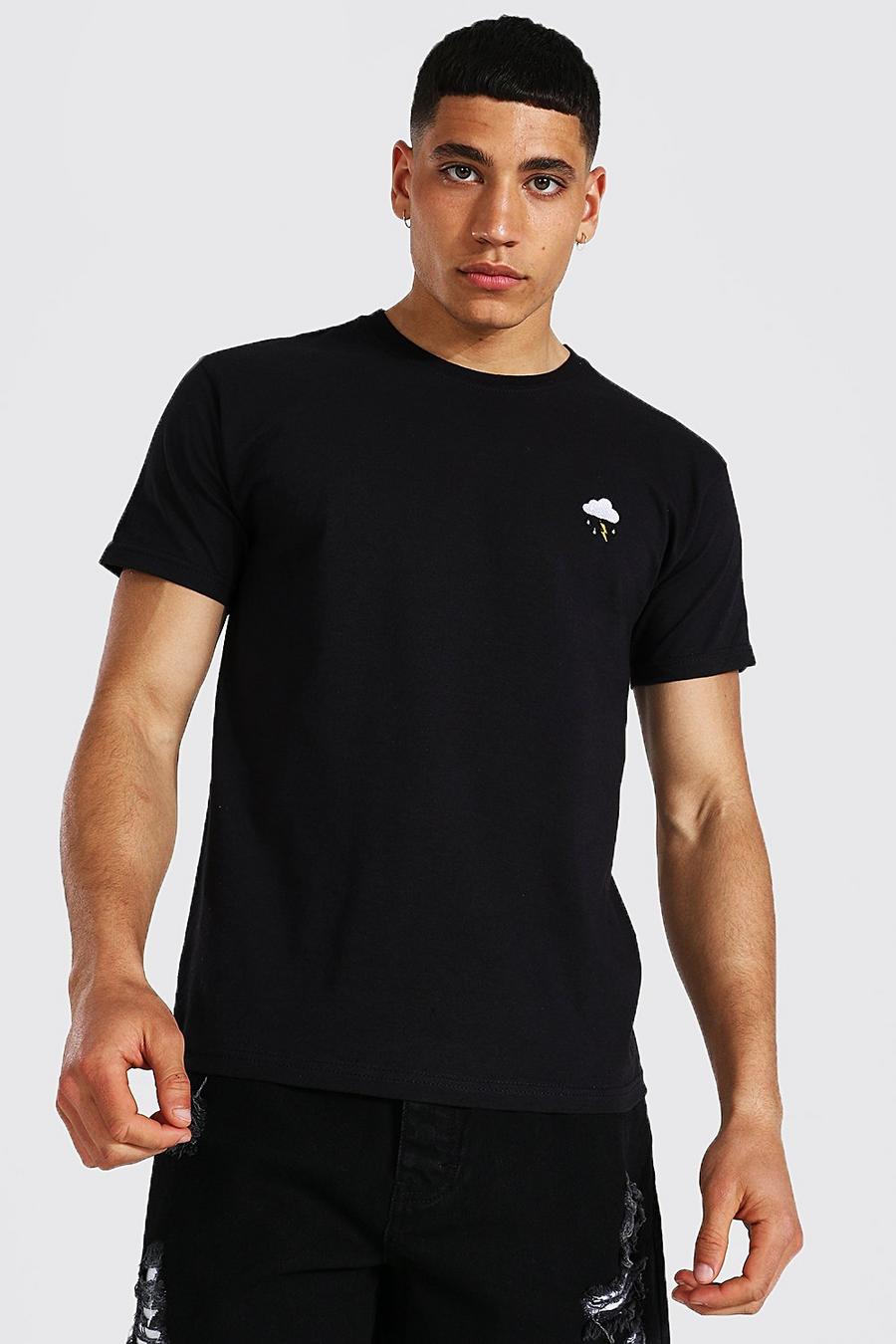 Black T-shirt med brodyr image number 1