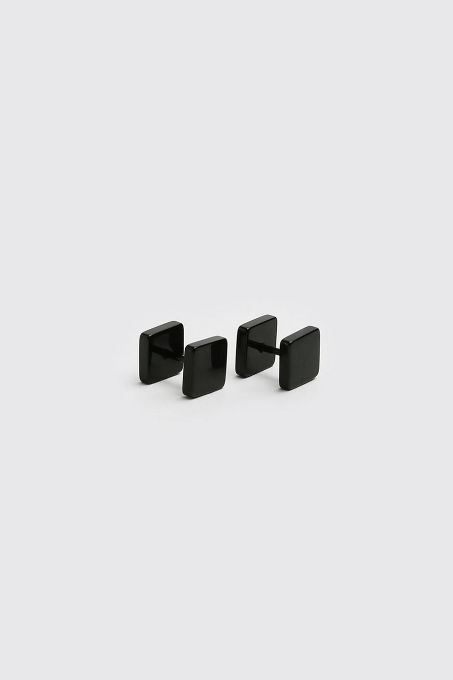 Black Vierkante Oorbellen (2 Paar) image number 1