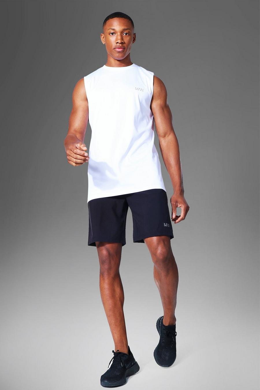 White Man Active Gym Tank & Short Set image number 1
