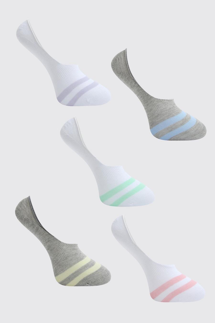 Multi 5 Pack Sports Stripe Invisible Socks image number 1