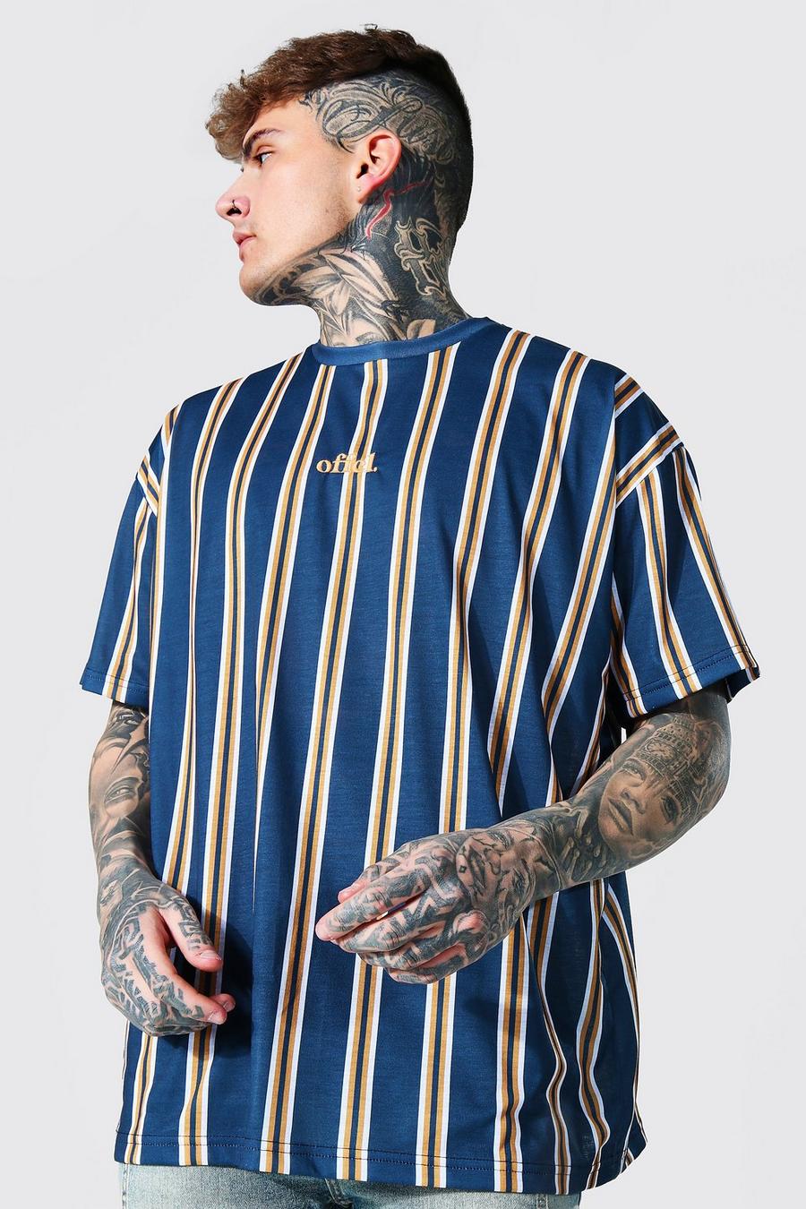 Navy Oversized Offcl Stripe T-shirt image number 1