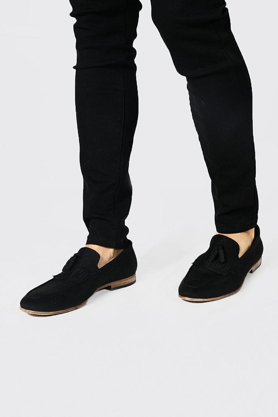 שחור נעלי לאופר עם פרנזים  image number 1