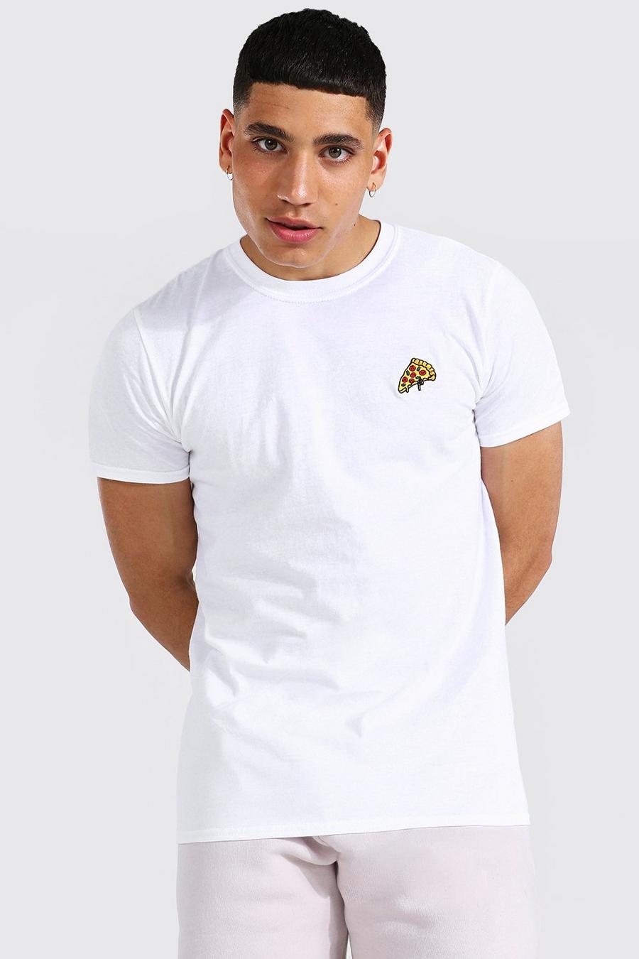 White Pizza Embroidered T-shirt image number 1
