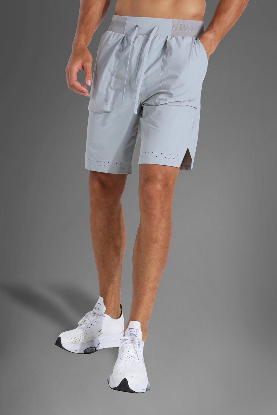 Pantaloncini Tall Man Active con cuciture, Grigio image number 1