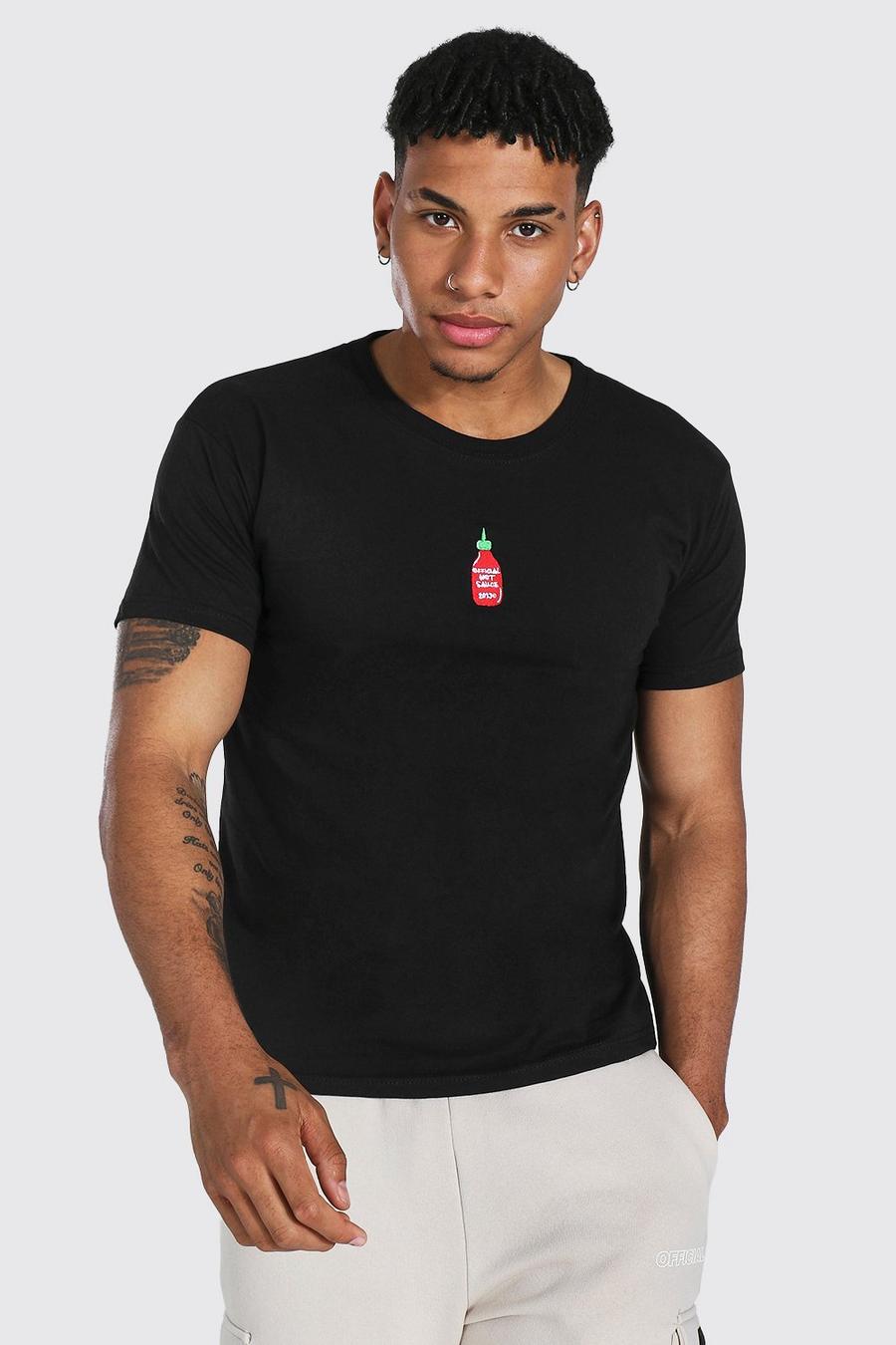 Black Hot Sauce Embroidered T-shirt image number 1