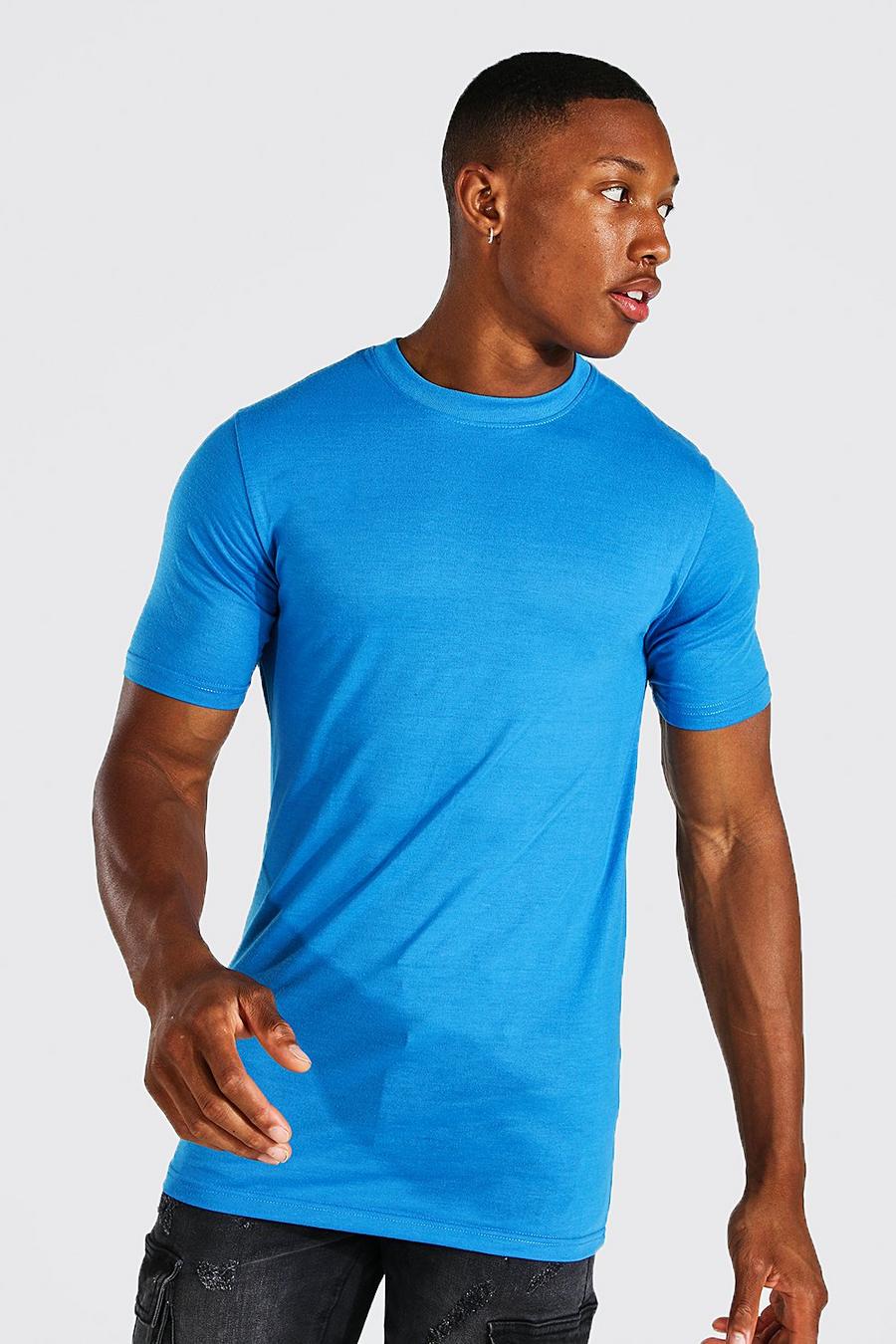 Electric blue Muscle Fit Crew Neck T-shirt image number 1