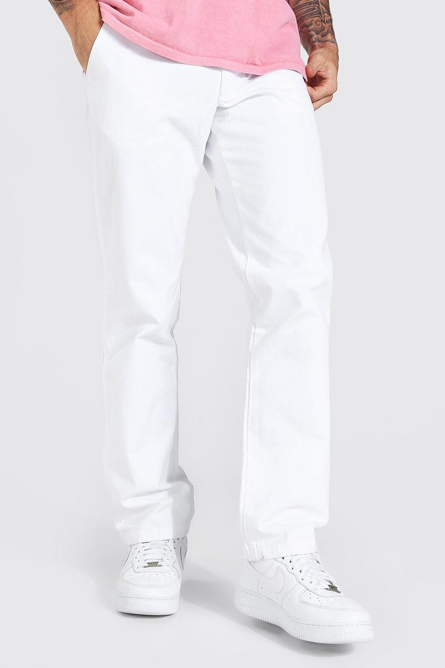White Straight Leg Chino Pants image number 1