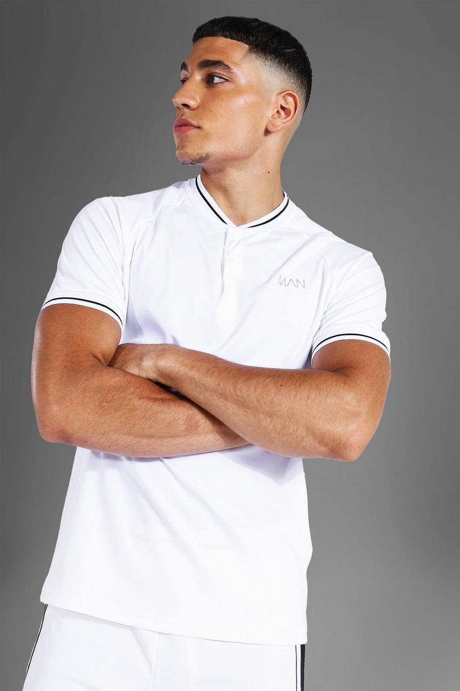 White Man Active Rib Collar Crew Polo Top image number 1