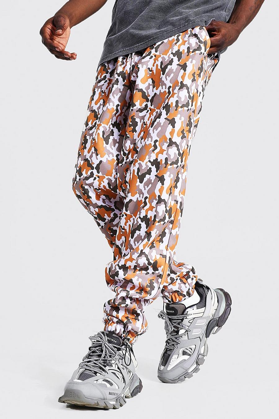 Orange Regular Fit Camo Print Track Pants With Toggles image number 1