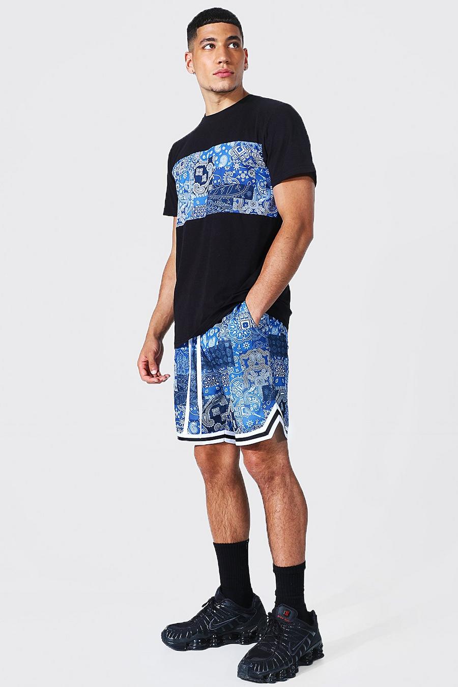 T-Shirt und Shorts mit Bandana-Print, Blue image number 1