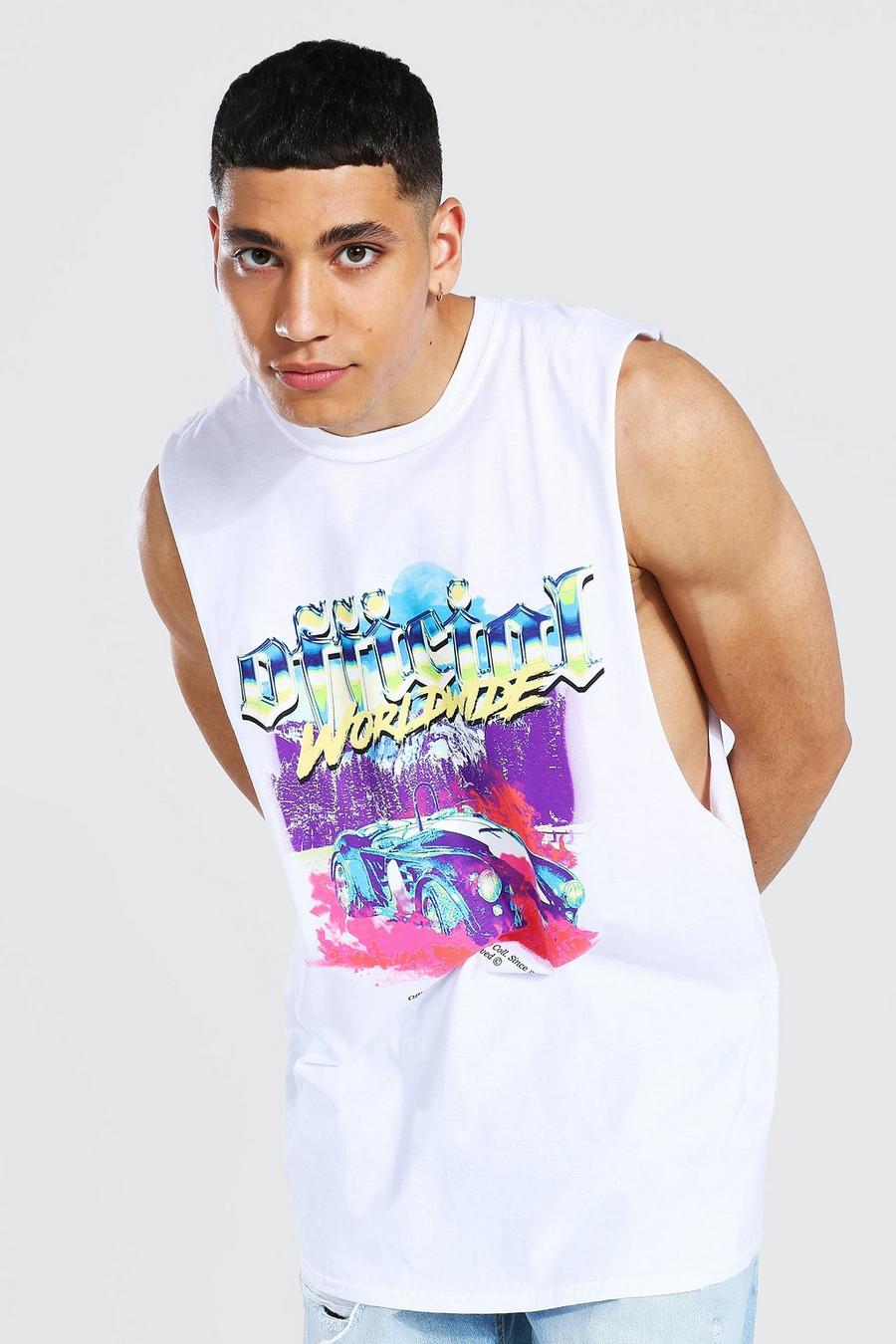 White Oversized Official Graphic Tank image number 1