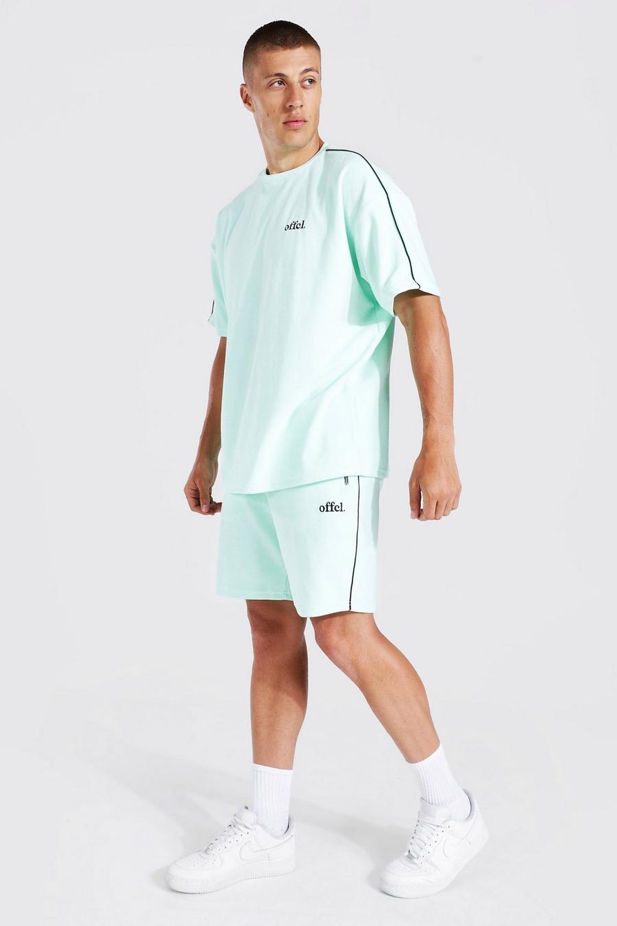 Oversize Official Velour T-Shirt und Shorts, Mint image number 1
