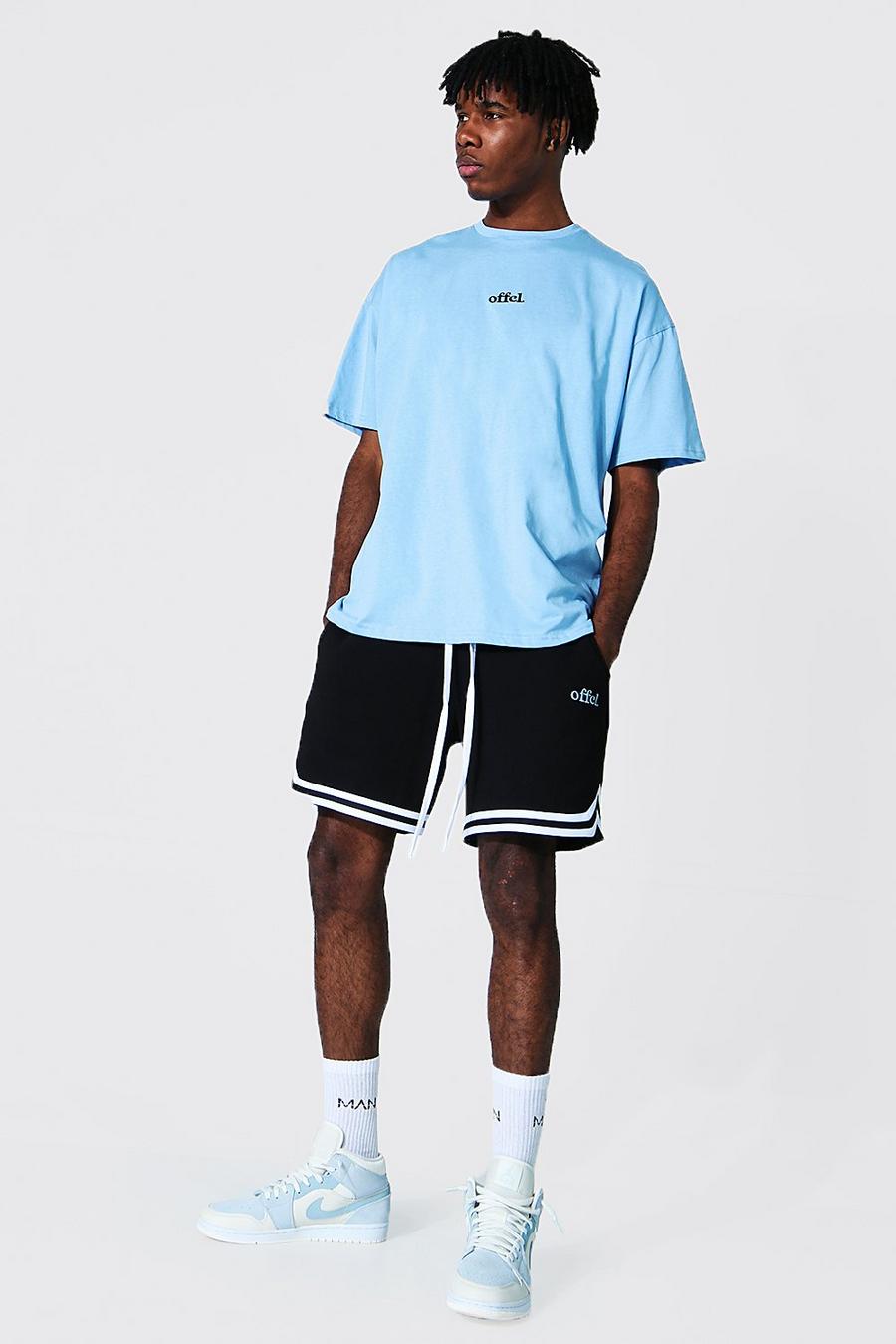 Pantalón y camiseta cortos oversize de baloncesto Offcl, Light blue image number 1