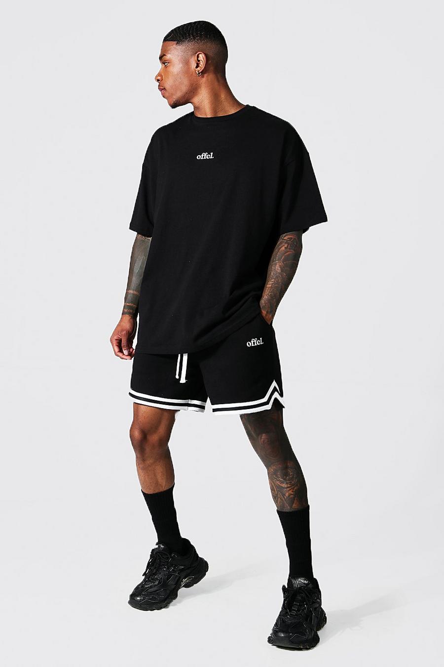 Black Oversized Offcl T-shirt & Basketball Short image number 1