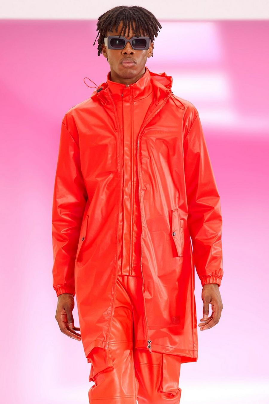 אדום מעיל גשם מאק מגומי אטום עם הדפס בגב  image number 1