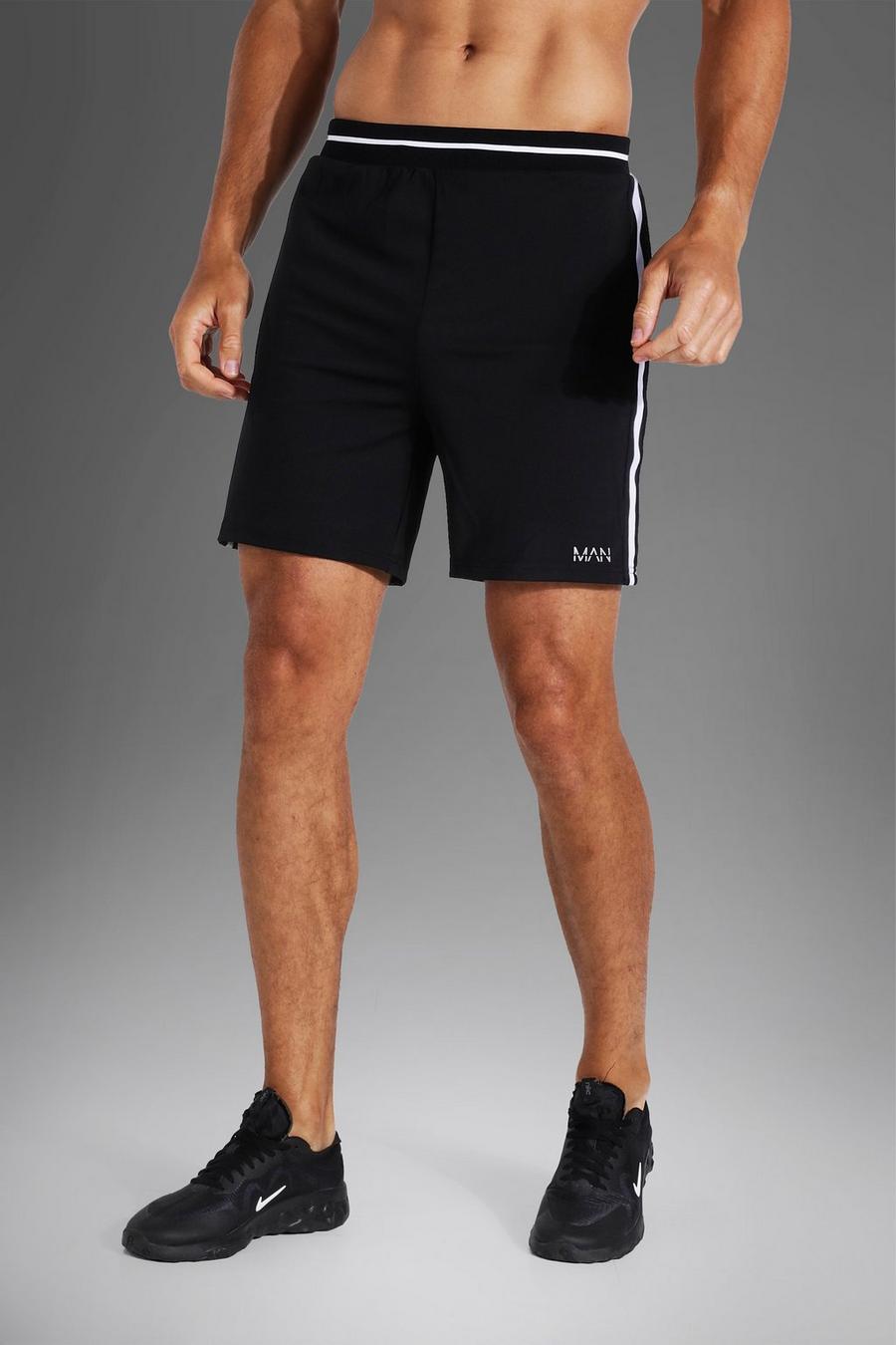 Tall Man Active gerippte Shorts mit Streifen, Black image number 1