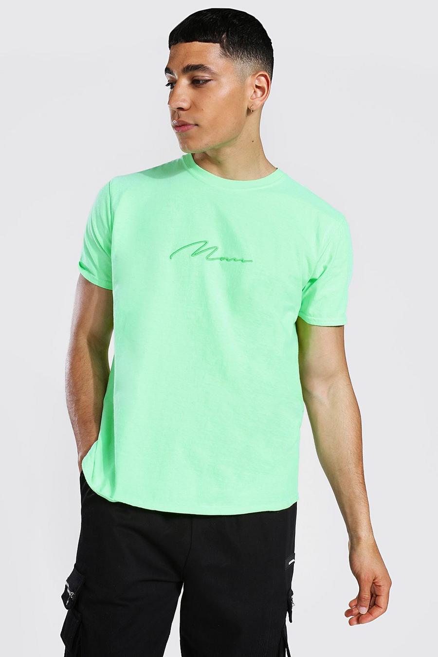 Neon-green Man Signature Overdye T-shirt image number 1