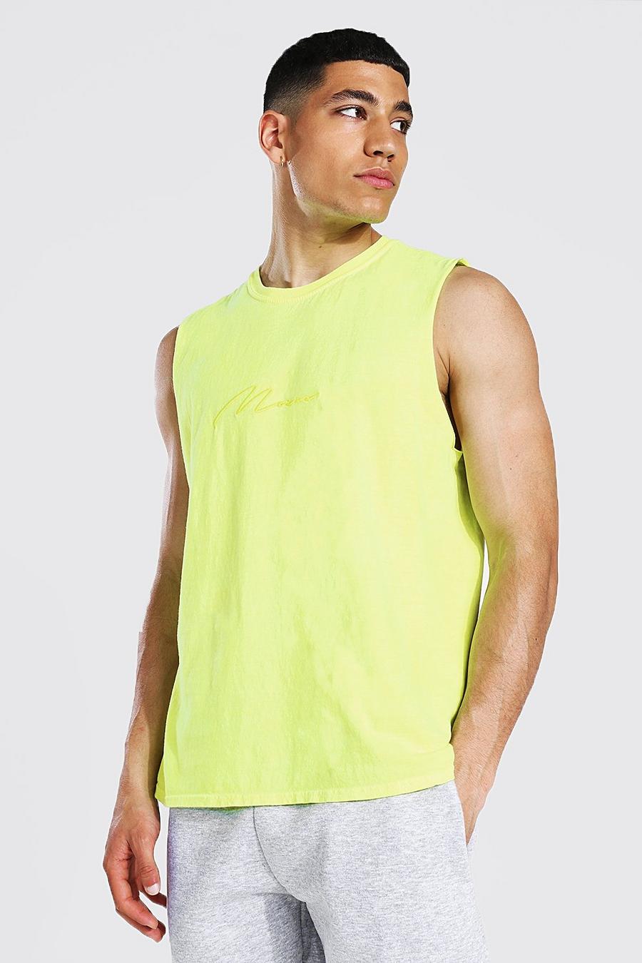 Oversize Man Signature Ombre T-Shirt, Neon-yellow image number 1