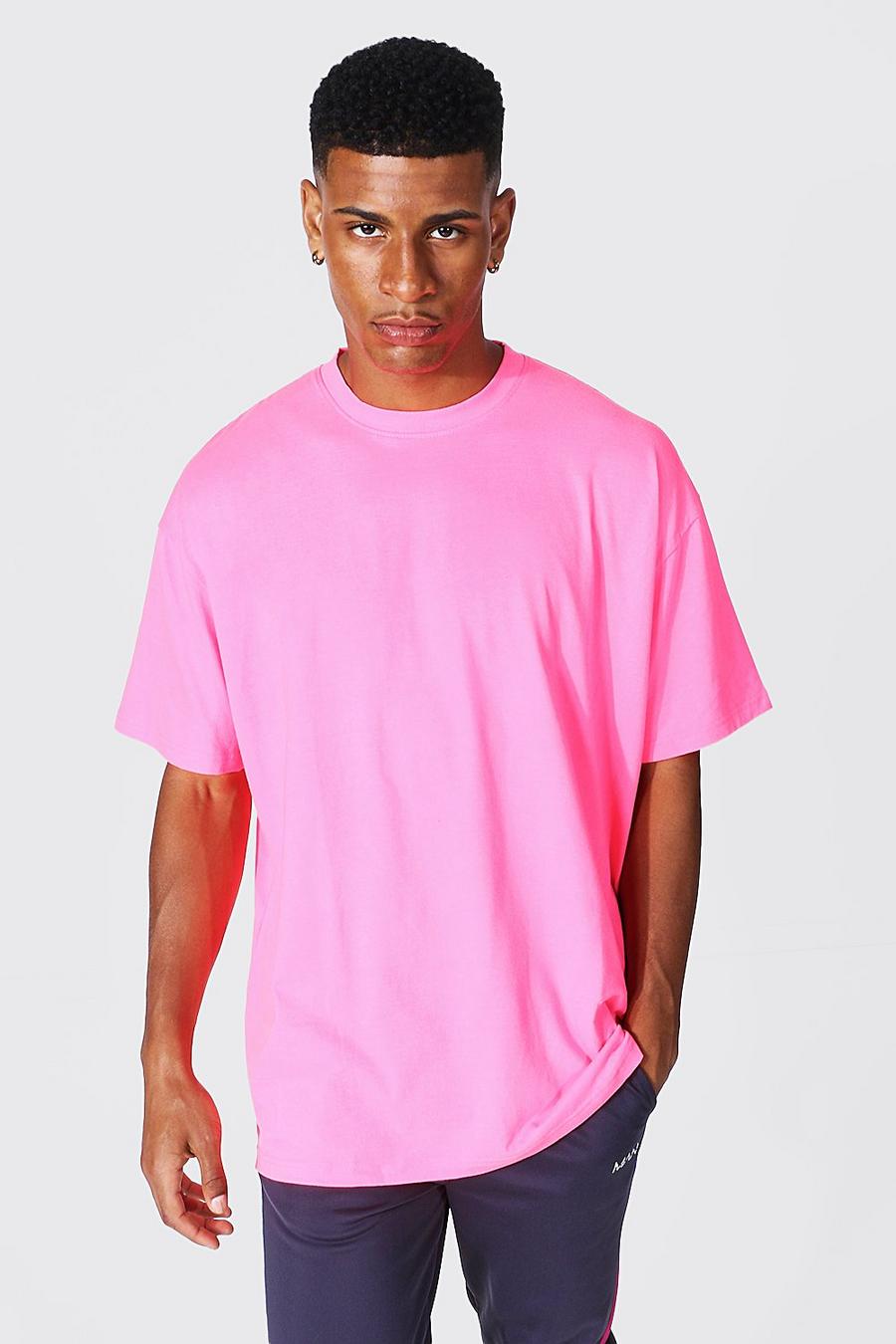 Neon-pink Oversized Crew Neck T-shirt image number 1