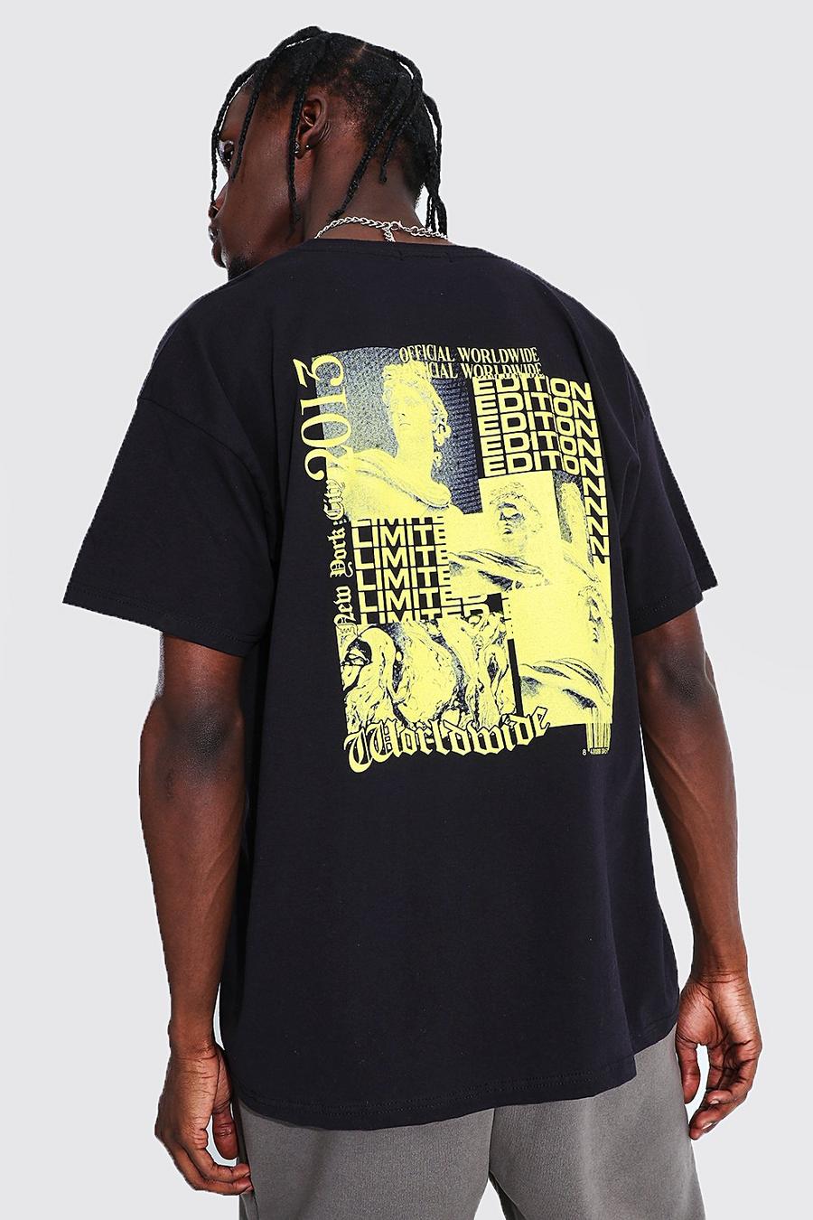 Black Oversized Limited Edition Back Graphic T-Shirt image number 1