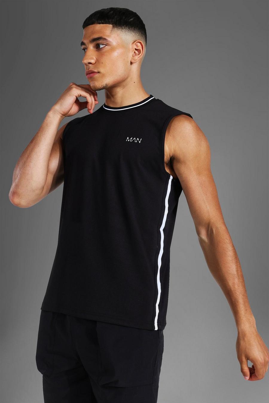 Camiseta de tirantes con cuello en canalé Active Man, Negro image number 1