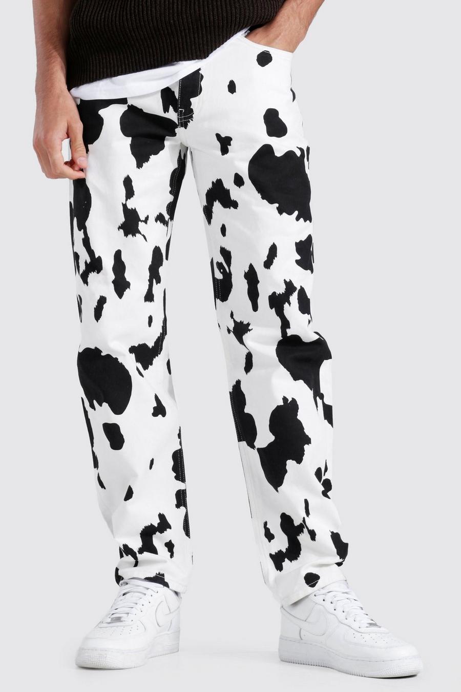 Black Relaxed Fit Rigid Cow Bleached Jeans image number 1
