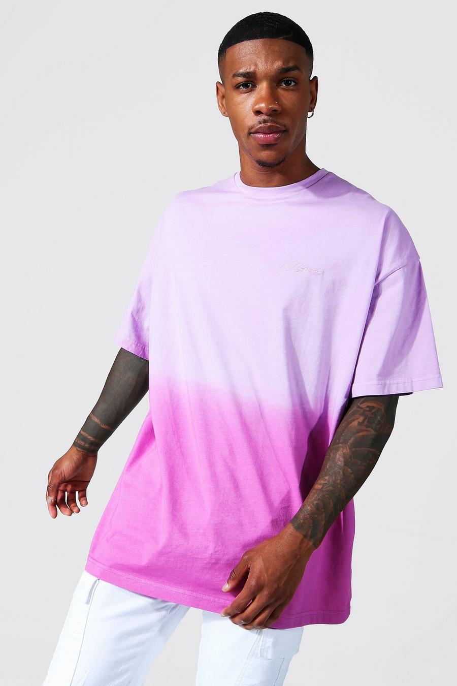 Lilac Oversized Ombre Man Signature T-Shirt image number 1