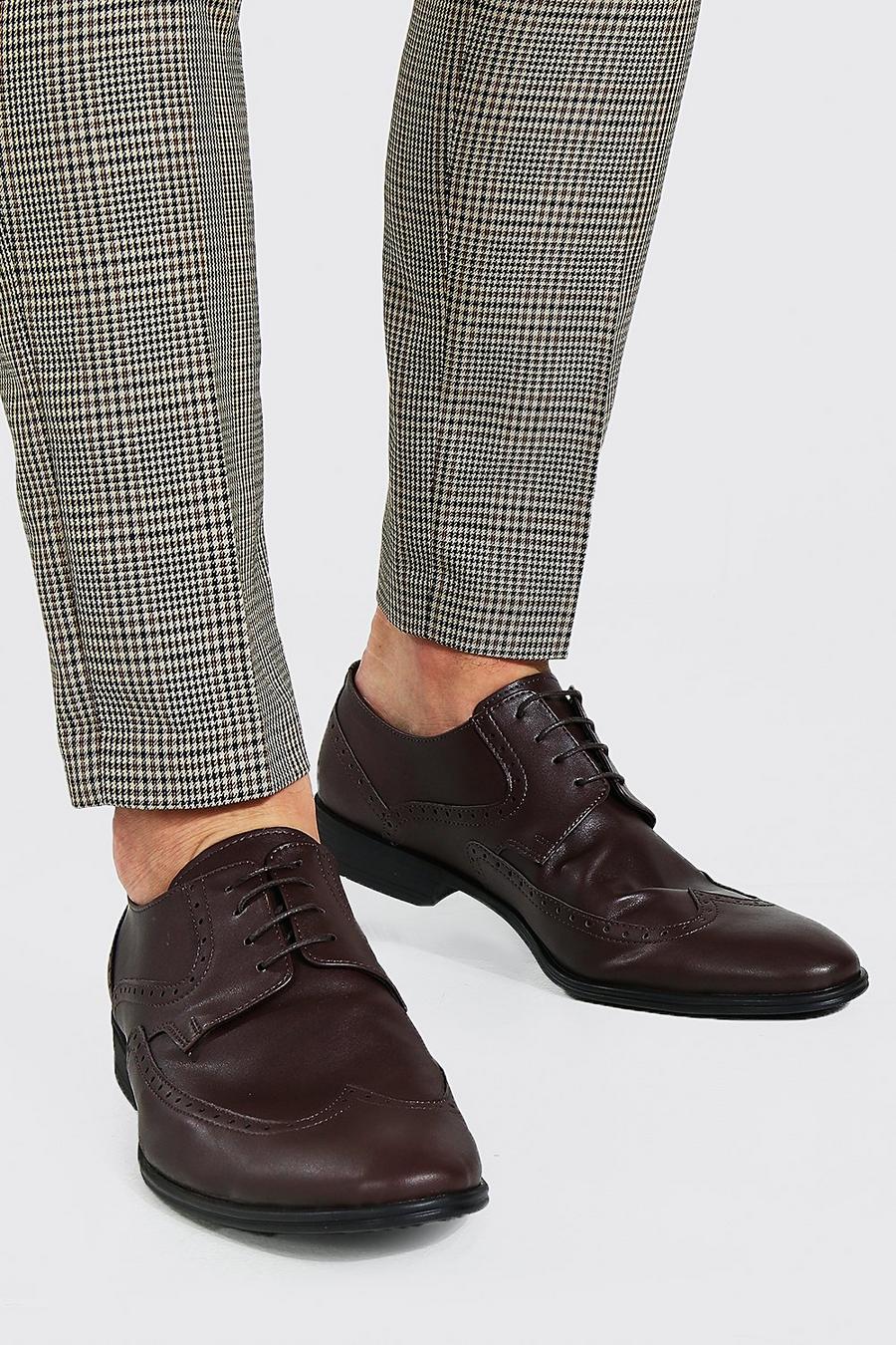 Chocolate brown Gloss Faux Leather Brogue