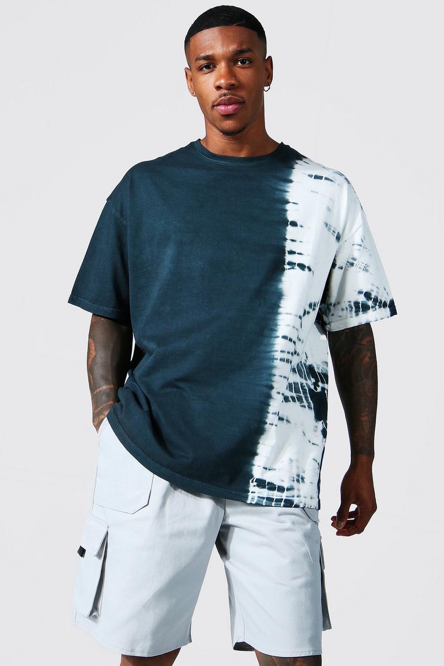 Black Oversized Tie Dye Placement T-shirt image number 1