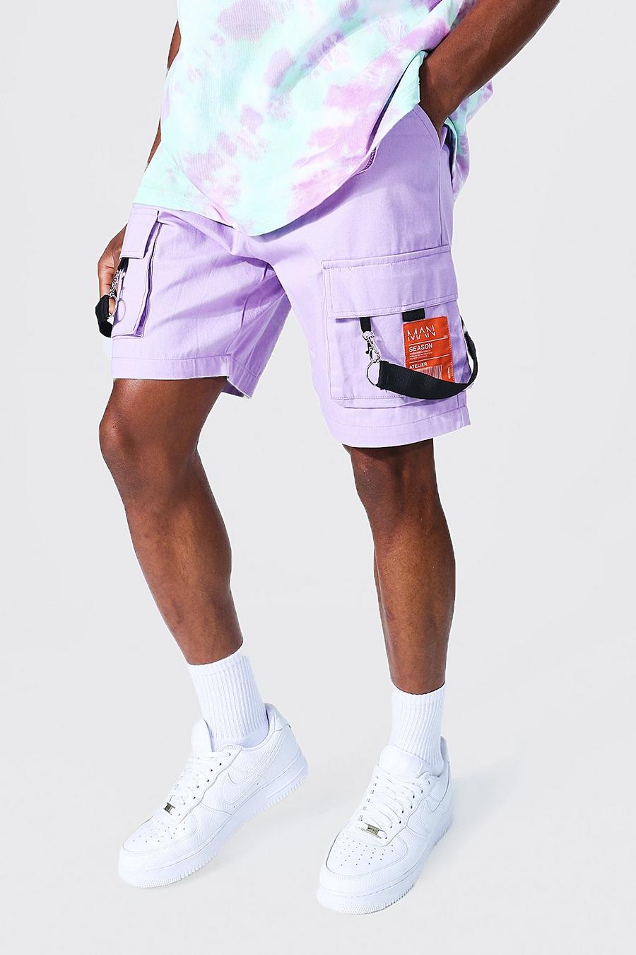 Lilac Man Cargo Short With Tape Detailing image number 1