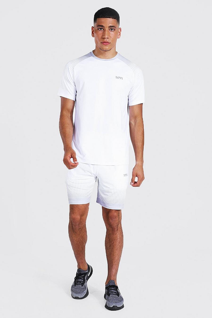 Man Active Raglan Ombre Shorts-Set, White image number 1