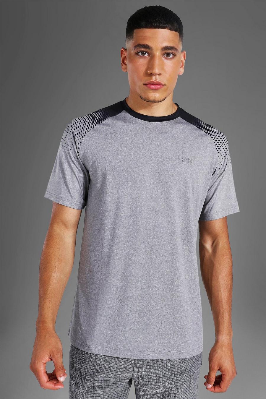 Grey marl Man Active Gym Raglan Ombre Sleeve T Shirt image number 1
