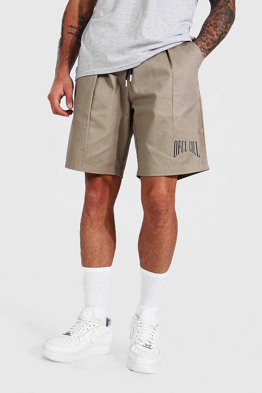 Tan Ofcl relaxed fit twill shorts image number 1